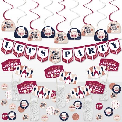 Big Dot of Happiness But First, Wine - Wine Tasting Party Supplies Decoration Kit - Decor Galore Party Pack - 51 Pieces