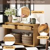 55" Console Table, Rustic Wooden Entryway Table with Storage Drawers and Open Shelf, Elegant Sofa Table for Hallway and Living Room (Brown) - 4 of 4