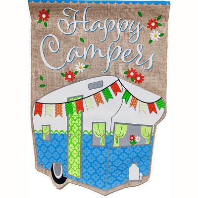 Spring Camper Burlap House Flag Camping 28