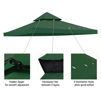 Yescom 8'x8' Green Polyester Dual Tier Gazebo Canopy Replacement