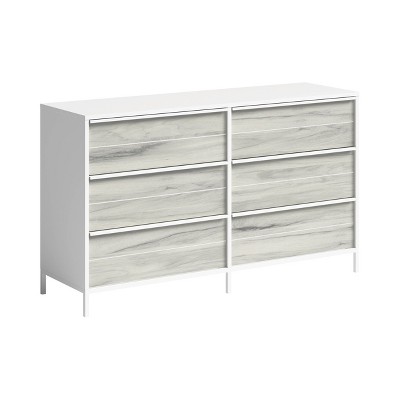 Industrial Boulevard 62'' White Metal Frame 6-Drawer Dresser