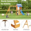 3 in 1 Swing Set Wooden Outdoor Swing Set Children Playset with Slide, 2 Swings and Climber for Garden, Backyard and Playground, Blue/Green-ModernLuxe - 4 of 4