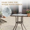 Crestlive Products Outdoor Bar Table with Umbrella Hole Patio Dining Bistro Table with Aluminum Frame Tempered Glass Top Outside Banquet Furniture - 4 of 4