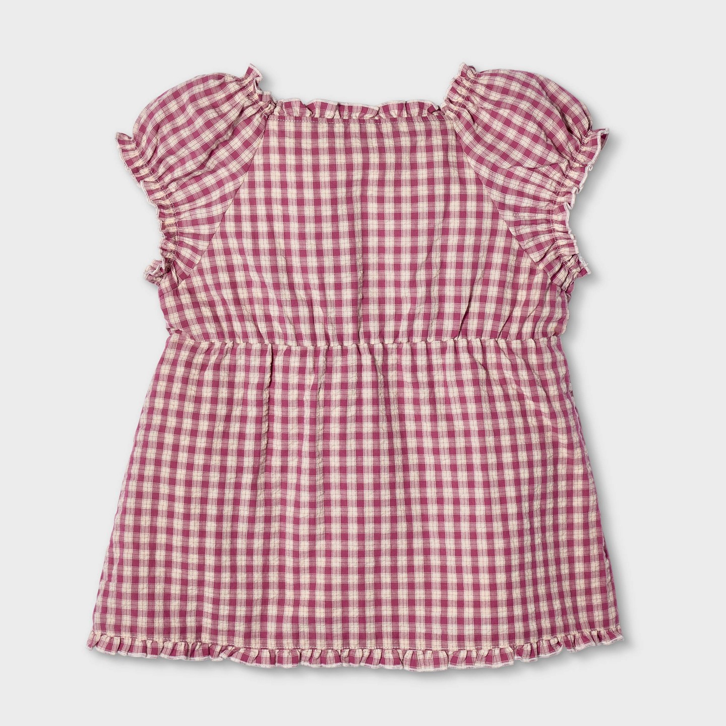 Блузка Cat & Jack Short Sleeve Woven Gingham Blouse для девочек, цвет: Розовато-лиловый — фото 3
