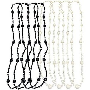 12-Pack Skull Bead Necklaces - Pirate Halloween Party Favors for Adults & Kids - 1 of 4