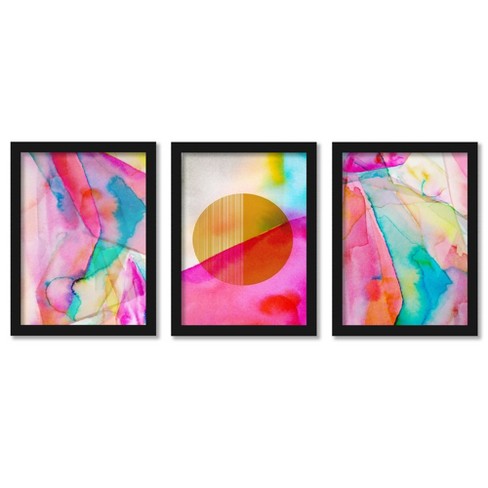 set Of 3) Rainbow Prism By Hope Bainbridge Black Framed Triptych