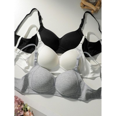Paaaawaters 3PCS Girls Teenager Non-Wired Push Up Bras Comfortable Bra Sets Suitable For Small Bust Sports Bra