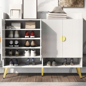 Free Standing Shoe Cabinet For Entryway,5 Tier Shoe Storage Cabinet with Doors and Adjustable Shelves,Wooden Shoe Rack for Entryway Hallway - 1 of 4