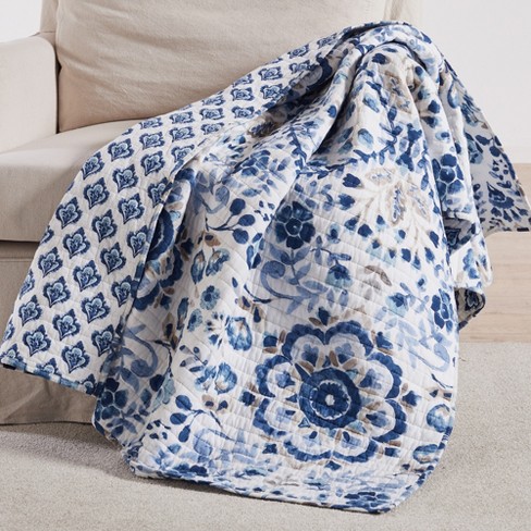 Blue quilted best sale throws for beds