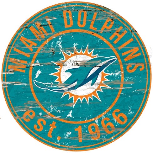 NFL Round Distressed Sign: Miami Dolphins