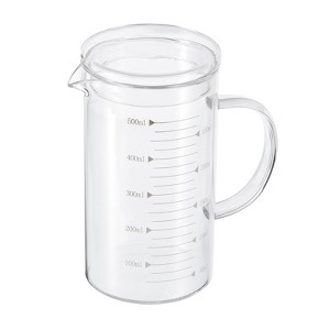 Unique Bargains Borosilicate Glass Scale Measure Cups with Glass Lid and V-Shaped Spout - 1 of 4