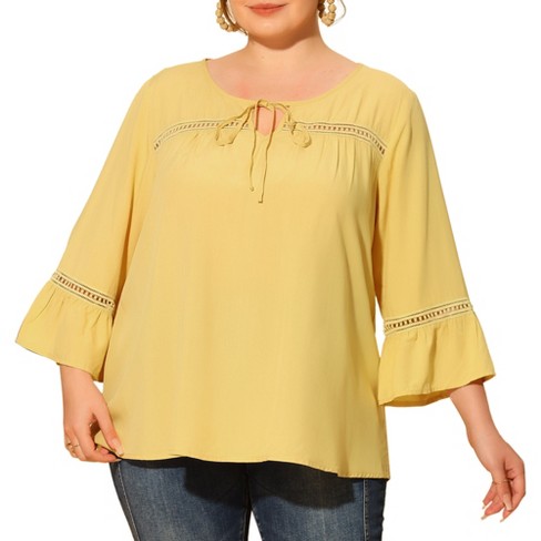 Agnes Orinda Women's Plus Size Office Fashion Long Sleeves Ribbon Front  Chiffon Blouses : Target