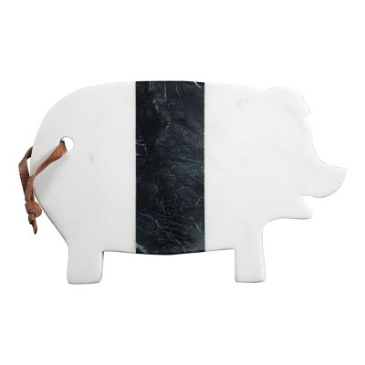 White Marble Pig Shaped Kitchen Serving Cutting Board - Foreside Home & Garden