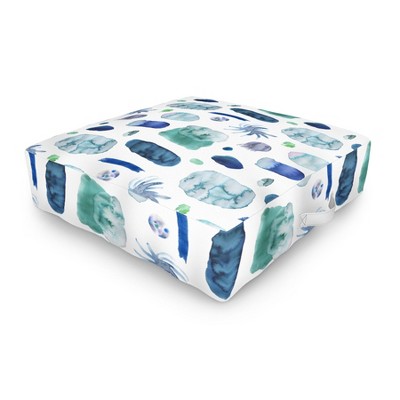 Ninola Design Blue Minimal Strokes Abstract Outdoor Floor Cushion - Deny Designs
