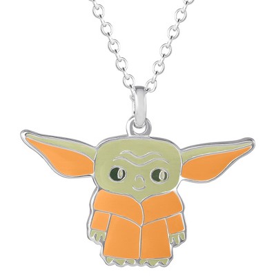 Disney Star Wars The Mandalorian Grogu Silver Plated Necklace, Official License