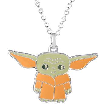 Disney Star Wars The Mandalorian Grogu Silver Plated Necklace, Official License
