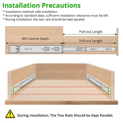 14 * 1.77 * 0.5 Inch Heavy-Duty Drawer Slides 500 lbs Load Capacity, Full Extension 3-Part Rails, Full Access to Entire Drawer - for Kitchen