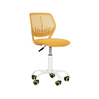 HomeRoots Yellow and White Adjustable Height Swivel Rolling Office Chair