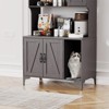 Homhougo Large Cat Litter Box Enclosure Furniture with 3 Open Shelves and Storage Cabinet, Farmhouse Cat House Washroom - 4 of 4