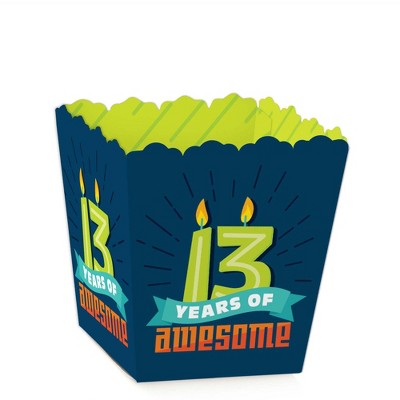 Big Dot of Happiness Boy 13th Birthday - Party Mini Favor Boxes - Official Teenager Birthday Party Treat Candy Boxes - Set of 12