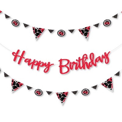 Big Dot of Happiness Happy Little Ladybug - Birthday Party Letter Banner Decoration - 36 Banner Cutouts and Happy Birthday Banner Letters