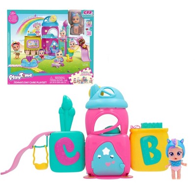 Cry Babies PlayTime Jenna's Day Care Playset with 15 accessories and 3.5" Doll for Kids 4 and up