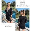 AI'MAGE Women's Swimsuit Cover Up 3/4 Bell Sleeve Loose Beachwear Deep V-Neck Bikini T-Shirt Beach Dress S-XXL - 3 of 3