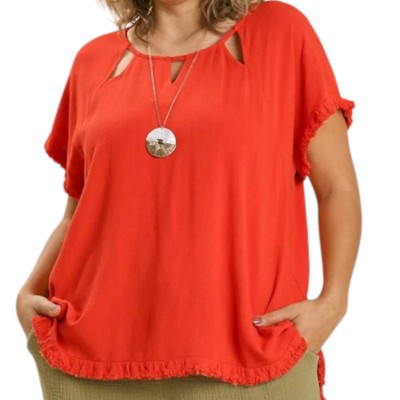 Women's Cut Out Round Neckline Top - umgee