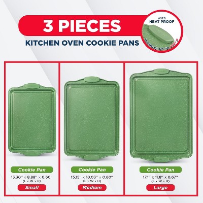 BAKKEN Green Marble Nonstick Carbon Steel 3-Piece Baking Pan Set
