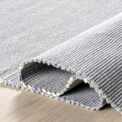 Handmade Blue and Gray Cotton Striped Runner Rug 2' 6" x 8'