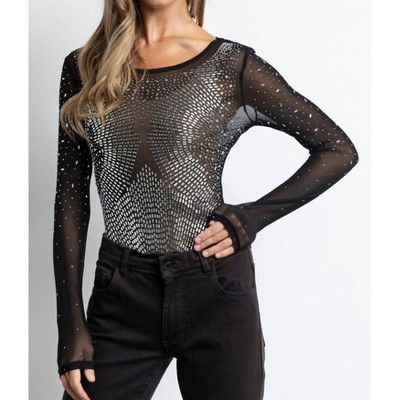 Women's Vegas Rhinestone Bodysuit - Kiwi