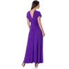 24seven Comfort Apparel Womens Flutter Sleeve Metallic Knit Maxi Dress Front Slit Empire Waist - 3 of 4