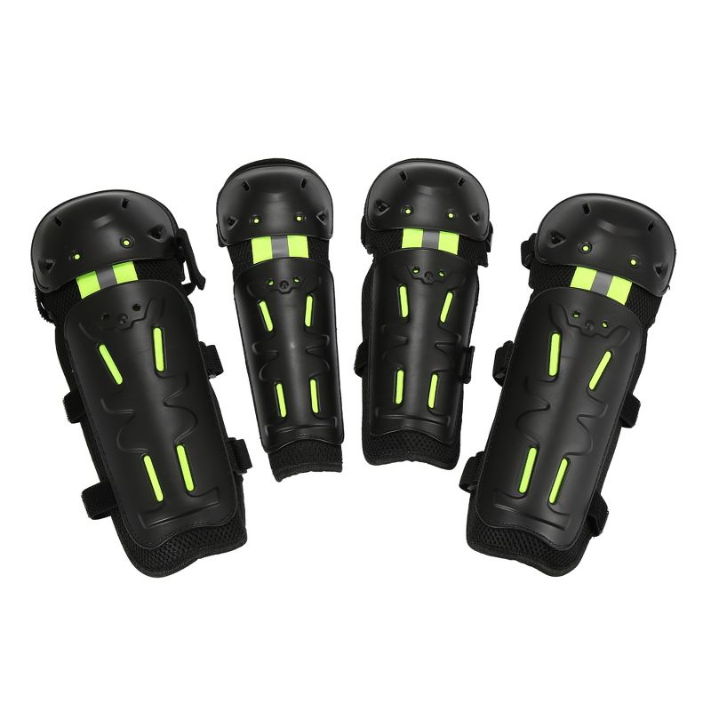 Unique Bargains with Adjustable Strap Motorcycle Knee Elbow Pads Green 4 Pcs, 1 of 8