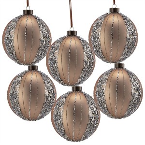 Tramull Set of 6 Glass Christmas Ball Ornaments, 3.9" Glitter Hanging Decor for Holiday Tree & Party Decorations - 1 of 4