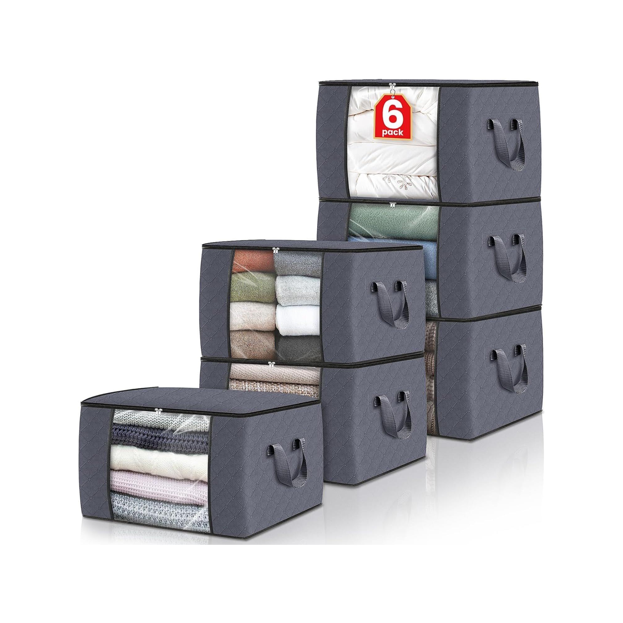 Maison 6 Pack Clothes Storage Bins Foldable Closet Organizers Storage Containers with Reinforced Handle