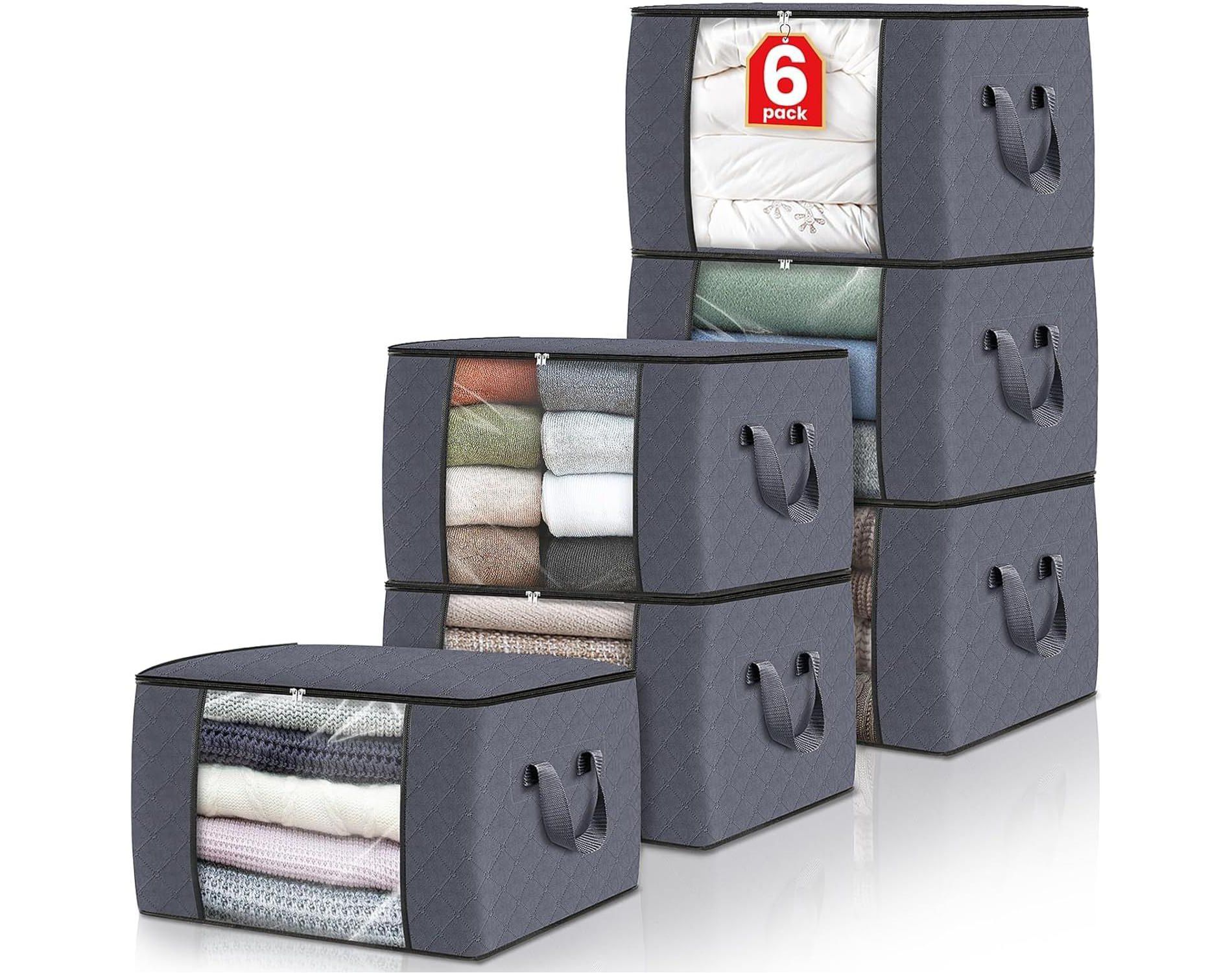 Maison 6 Pack Clothes Storage Bins Foldable Closet Organizers Storage Containers with Reinforced Handle
