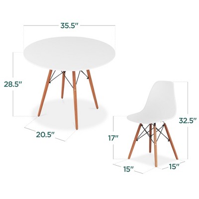 White and Walnut Mid-Century Modern 5-Piece Dining Set
