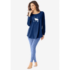 Dreams & Co. Plus Size 2-Piece Pj Legging Set - 1 of 4