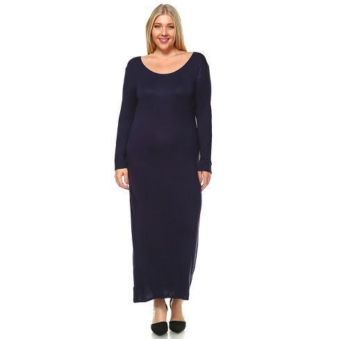 Women's Plus Size Long Sleeve Maxi Dress Blue 3x - White Mark : Target