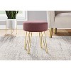 Monarch Specialties Ottoman Pouf Footrest Foot Stool 14Inch Round Fabric Metal Legs Pink Gold Contemporary Modern - 2 of 4
