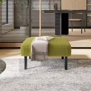 Grungis Square Ottoman Bench Foot Rest,Corduroy Fabric Ottoman Foot Stool with Soft Padded Seat for Living Room & Bedroom - 1 of 4