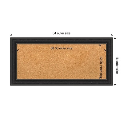 Shipwreck Black Narrow Framed Natural Corkboard 34" x 16"