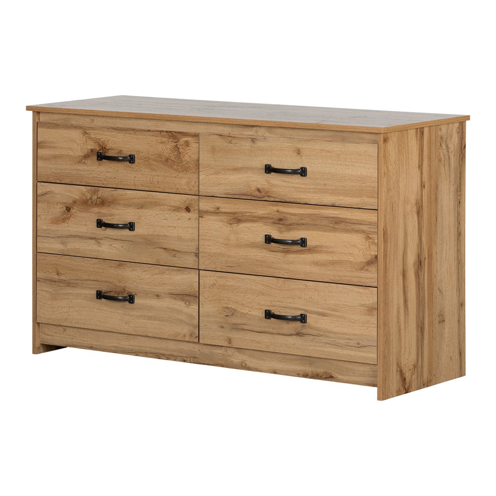 South Shore Tassio 6 Drawer Double Dresser Nordik Oak: Laminated Particle Board, Anti-Tip Hardware