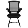 Flash Furniture Black Mesh Sled Base Side Reception Chair with Flip-Up Arms - 3 of 4