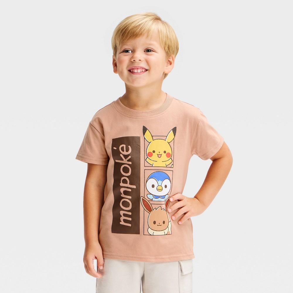 Toddler Boys' Pokemon Monpoke Graphic T-Shirt - Brown 2T