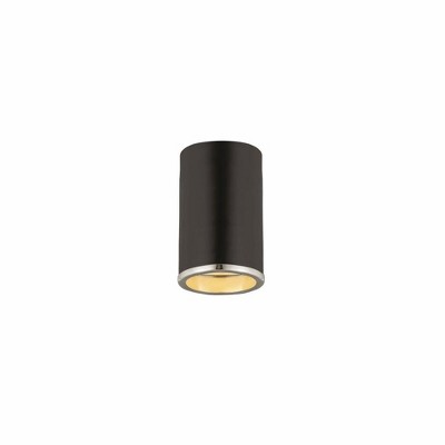 Modern Matte Black and Chrome 1-Light Flush Mount Ceiling Fixture