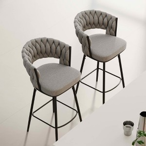 MAYEERTY Swivel Dining Chairs Set of 2 with Cushioned Backrest Counter Stool Metal Legs for Kitchen Office - 1 of 4