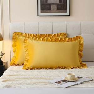 Velvet Ruffle Pillowcases – Luxurious Soft Velvet Pillow Covers with Elegant Fringe, Pocket Closure, Queen/King/Body Options - 1 of 4