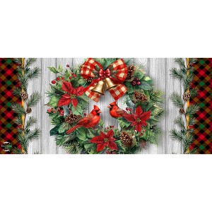 Briarwood Lane Winter Christmas Cardinal Wreath Mini Mat 22x10 Indoor Outdoor For Christmas Doormat - 1 of 2