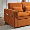 55.2" Velvet 2-Seater Convertible Sofa Bed with Adjustable Back & 2 Lumbar Pillows - 2 of 4